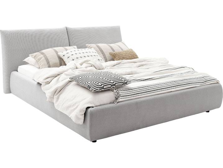 Polsterbett, Cord, Grau, 172×250 cm, Belastbar bis 280 kg, Modern, Places of Style