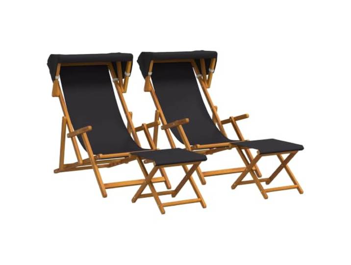 MNCVXAXG Kinderbett 4 Stück 3 Positionen Massivholz Eukalyptusholz schwarz Zusammenklappbar, 100 % Polyester, Fußstütze, für den Außenbereich, Garten, Terrasse, Balkon, Montage erforderlich