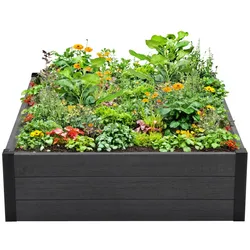 Hochbeet Beeteinfassung mit Wühlmausgitter 100x100x28,5 cm ca. 260 Liter Holzoptik robust stabil Komposter
