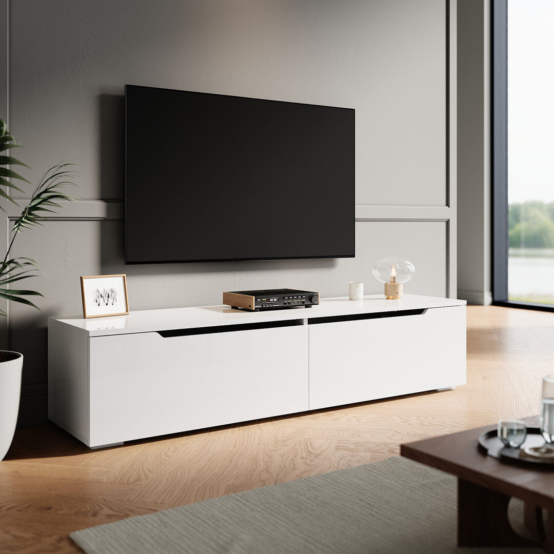 17 Stories 140×35×30cm TV cabinet,RGB LED light strip,Stand for TVs up to 55" White 55"