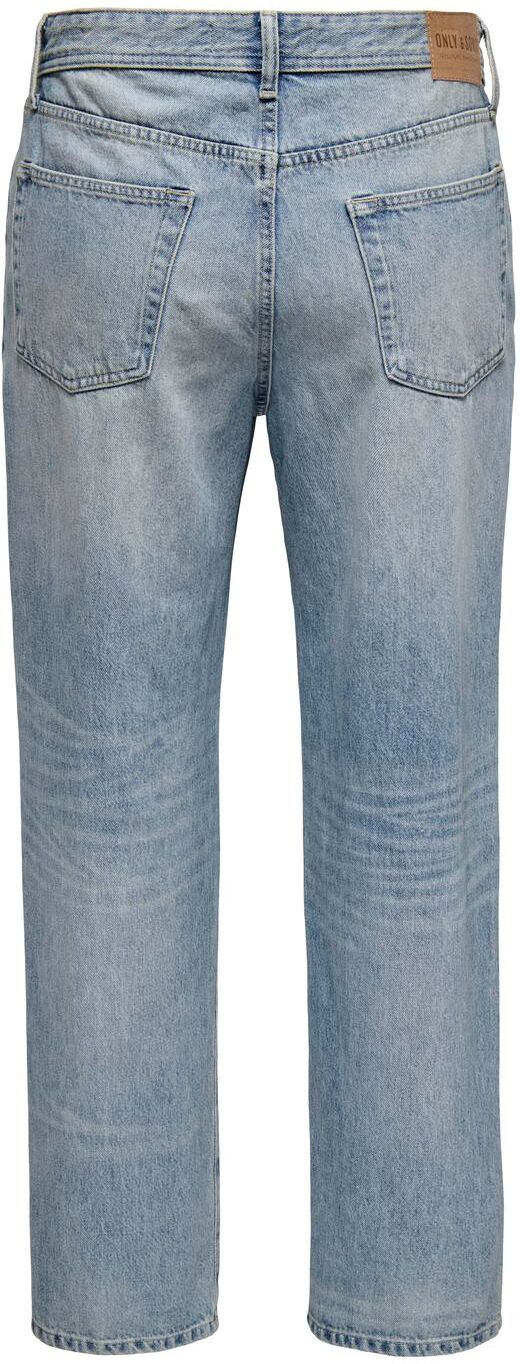 Loose-fit-Jeans ONLY & SONS "ONSFADE LOOSE WB 6778 A14 DNM NOOS", Herren, Gr. 34, Länge 34, blau (light blau denim), Denim/Jeans, Obermaterial: 100% Baumwolle, clean, loose fit, Jeans Loose-fit-Jeans light blau denim 34, Länge 34