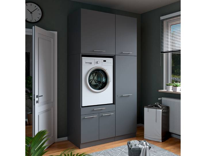 Hauswirtschaftsraum Set Q 118cm Grau/Anthrazit