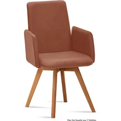 ARMLEHNSTUHL (2er-Set) Dilys 52x92x60 Eiche geölt/Cognac