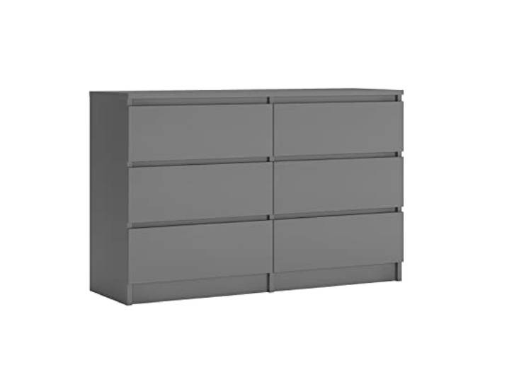 3xE Living Kommode 120 cm, 6 Schubladen, Anthrazit, 120 x 39 x 78 cm