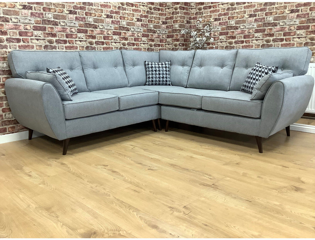 Hykkon Cy 5 Seater Corner Sofa Pewter 96cm H X 230cm W X 86cm D