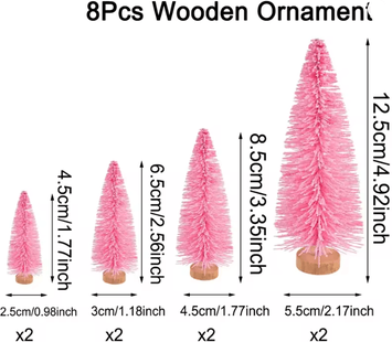Inspire Essentials Mini Wood Christmas Trees Tabletop Decor Set a