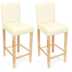 Décoshop26 - 2x Barhocker Tresenstühle aus cremefarbenem Kunststoff mit hellen Holzbeinen 04_0001768