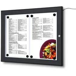 MenüKasten Outdoor Schwarz 2x DIN A4 LED