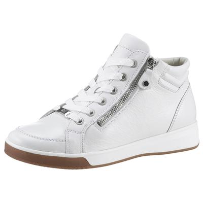 Schnürboots ARA "ROM", Damen, Gr. 9 (43), weiß, Glattleder, Schuhe Schnürboots, Keilabsatz, High Top-Sneaker, Freizeitschuh in Schuhweite G = weit, Topseller