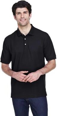 Devon & Jones D100 Men's Pima Piqué Polo Shirt in Black size Small   Cotton