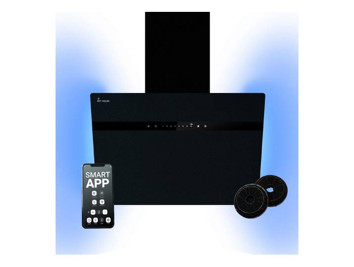 KKT KOLBE Wandhaube Dunstabzugshaube 60cm STYLE6005SMAO RGBW Ambientebeleuchtung Kopffrei / 60cm / Smarte WiFi-App / Schwarz / Glas / Schräghaube