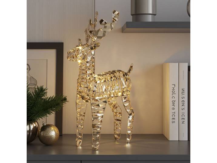 LED-Rentier mit 100x Micro-LEDs, Goldfarben, 36 x 14 x 60 cm