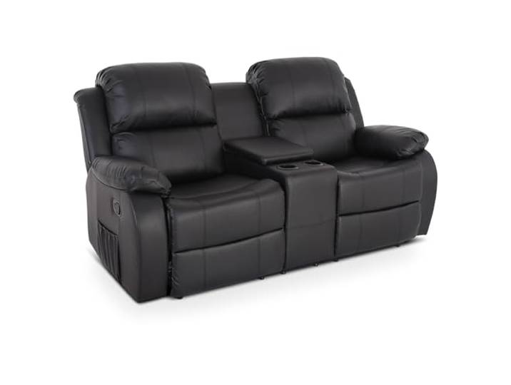 Raburg Star Fernsehsessel, 2 Personen, Kunstleder, Liegefunktion, Schwarz manuelle Relaxfunktion, Komfort-Polsterung, Getränkehalter, Snackfach, Easy-Lift, Fußstütze verstellbar, für 2 Personen