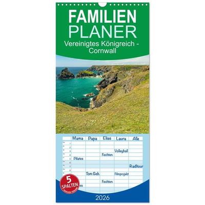 Familienplaner 2026 - Vereinigtes Königreich - Cornwall mit 5 Spalten (Wandkalender, 21 x 45 cm) CALVENDO