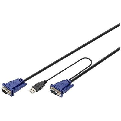 Digitus KVM Adapterkabel [1x USB-A, VGA - 1x VGA] 1.80 m Schwarz