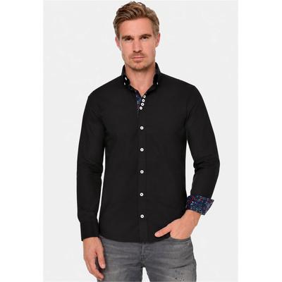 Langarmhemd RUSTY NEAL, Herren, Gr. S, EURO-Größen, schwarz, 97% Baumwolle, 3% Elasthan, unifarben, Hemden, mit filigranen Blumenprints