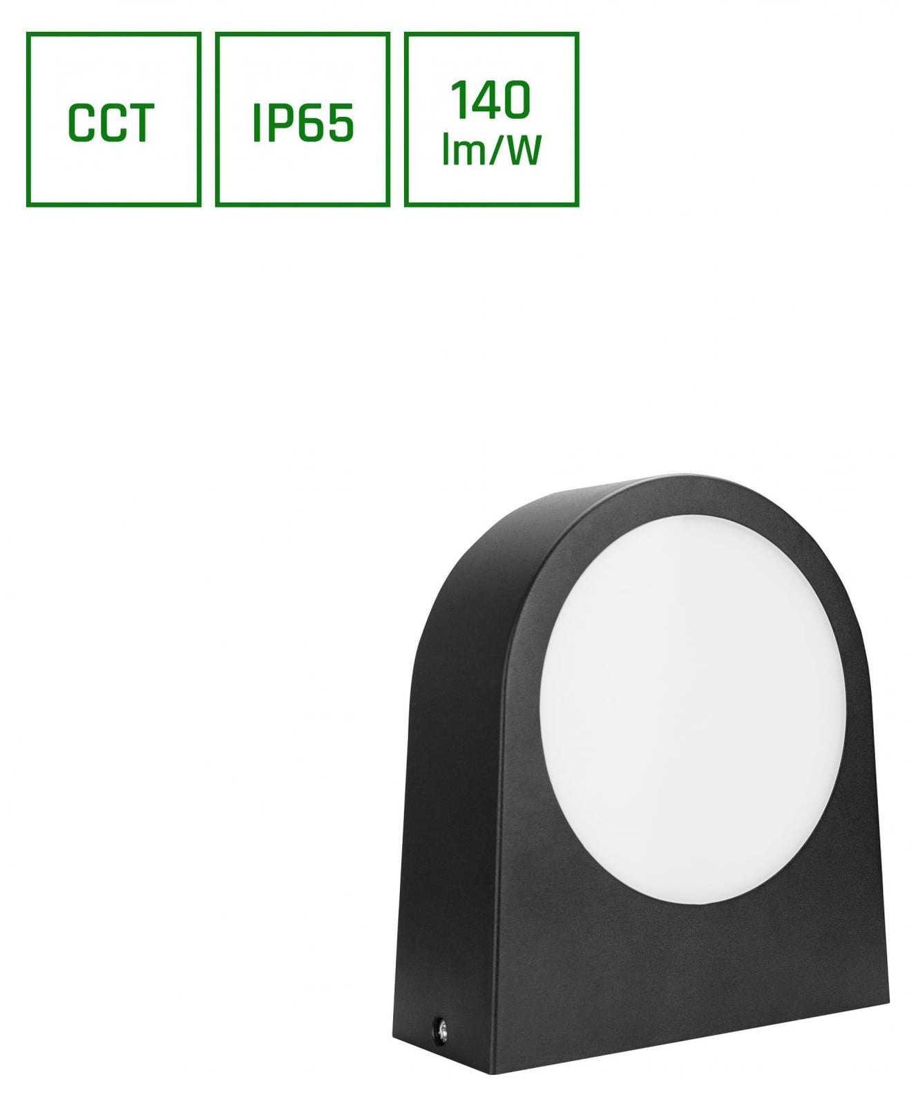 Spectrum VERSA LED Wandlamp 15W, Dimbare Kleurtemperatuur, Zwart, IP65 Buitenlamp