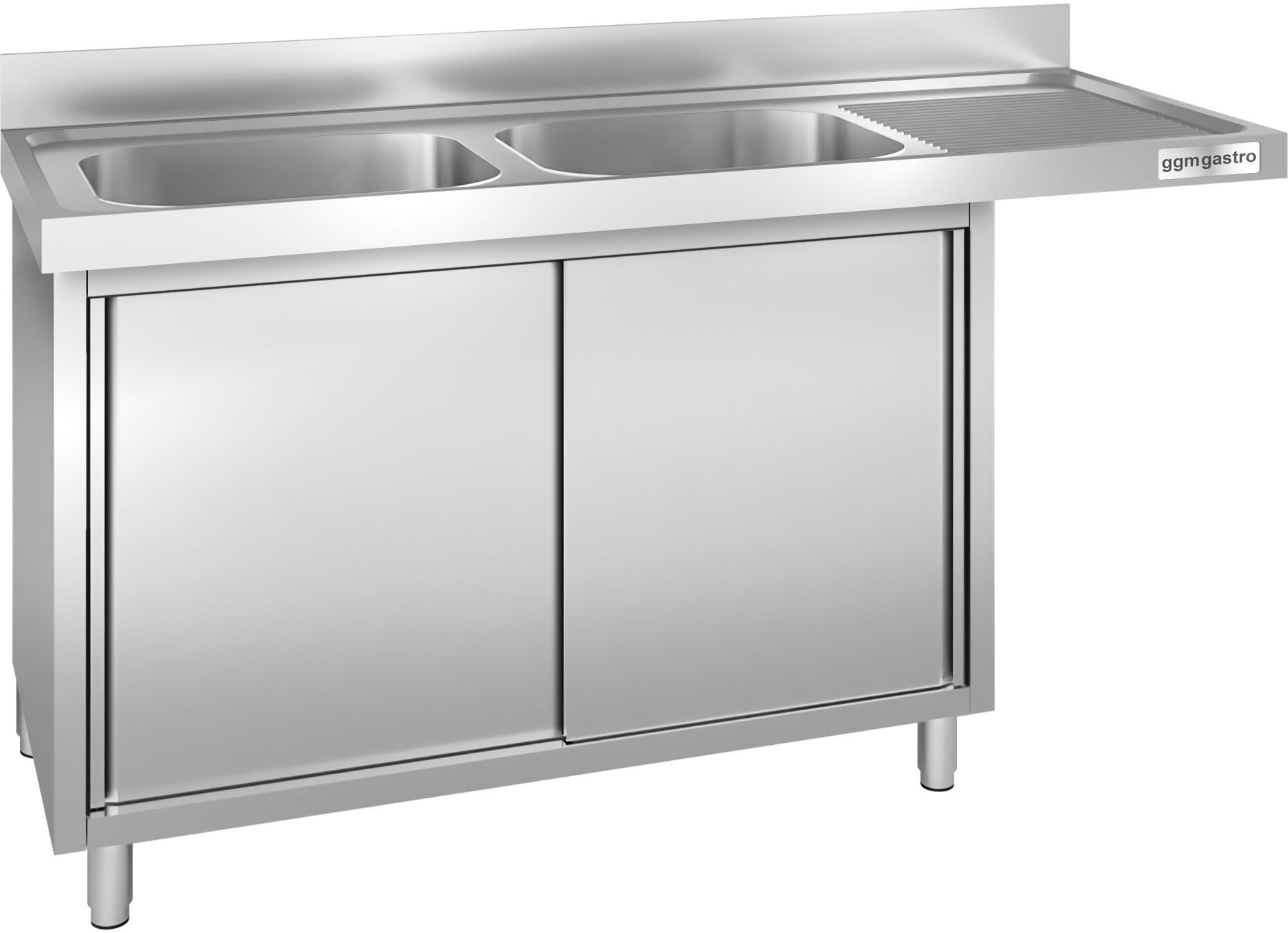 GGM Gastro RVS spoeltafel met vaatwasruimte - 2000x700mm - 2 spoelbakken links