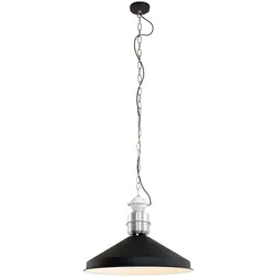 Hängelampe Hängeleuchte Pendelleuchte Esszimmerlampe Küchenleuchte, Höhe anpassbar, Metall schwarz matt, 1x E27 Fassung, DxH 56x195cm