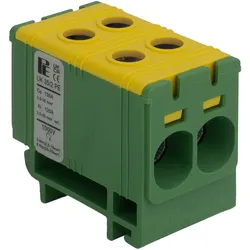 Universalklemme UK 35/2 PE gelb-grün Leitungsklemme Anschlußklemme 4 Klemmstellen 2,5–35mm2 Pollmann 209 2090223