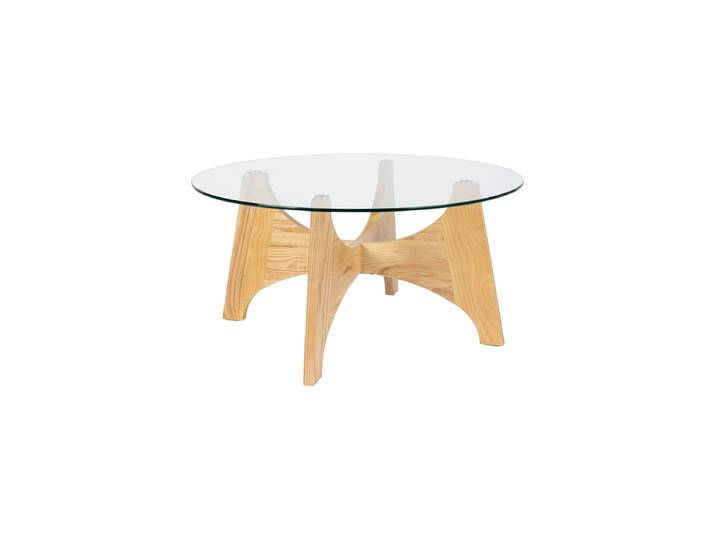 Design Couchtisch „Kobe“ Ø 80 cm Esche Natural, Transparent Zuiver