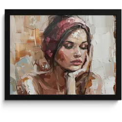 POSTER MIT RAHMEN Frau - Lackierung - Porträt - Modern 40x30 cm