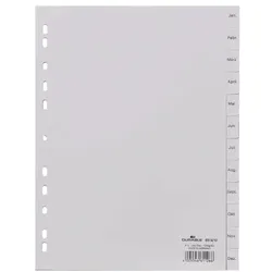 Durable Kunststoffregister Jan.-Dez. A4 grau, 22.8x29.7 cm