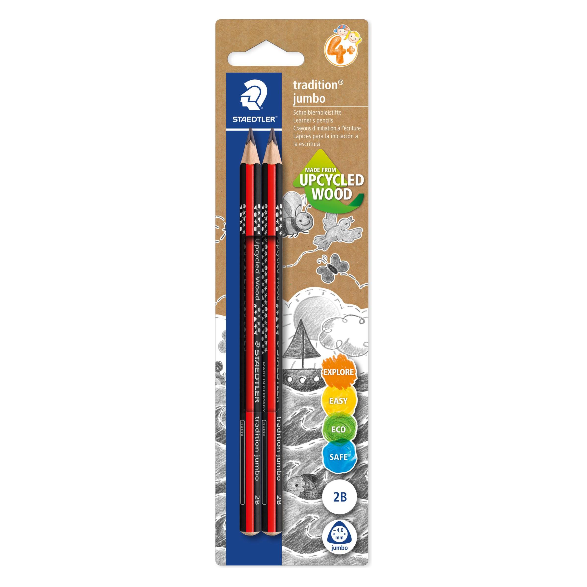 Staedtler Bleistifte tradition jumbo 2B 2 Stück Blister (3 mm, 2B, 2x) (1285-0 BK2)
