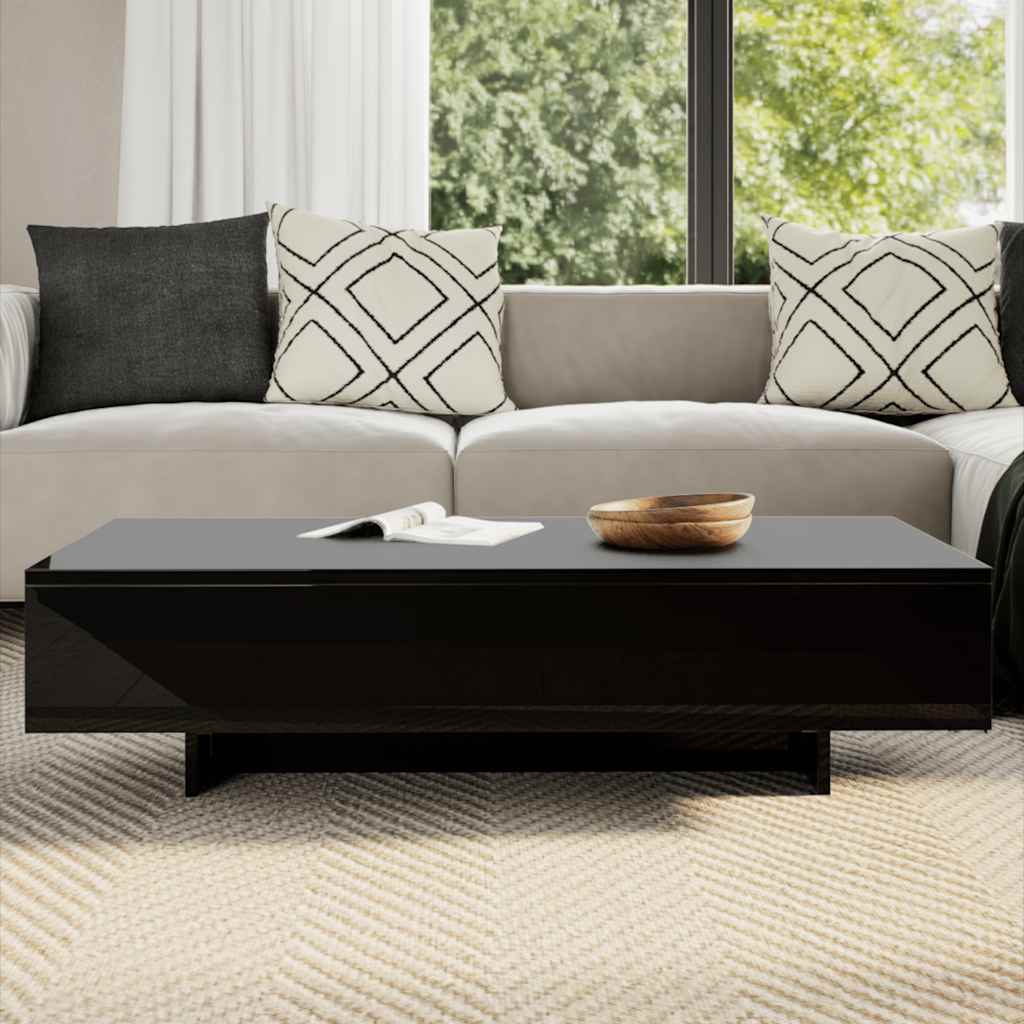 vidaXL Table basse noir brillant