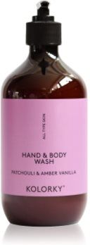 Kolorky Hand & Body Wash gel de limpeza para mãos e corpo Patchouli &Amber Vanilla 490 ml. Hand & Body Wash
