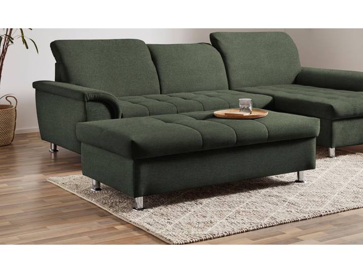 Stauraumhocker DOMO COLLECTION FRANZI, elegant, komfortabel , grün, B:131cm H:42cm T:61cm, Hocker, mit großem Stauraumfach