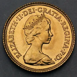 Goldmünze 1 Sovereign "Elizabeth II." 1974-1984 Tiara / Diadem (Großbritannien)