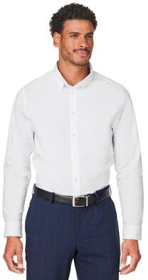 Devon & Jones DG505 Men's CrownLux Performance Spencer Poplin Dress Shirt in White size Medium   Triblend