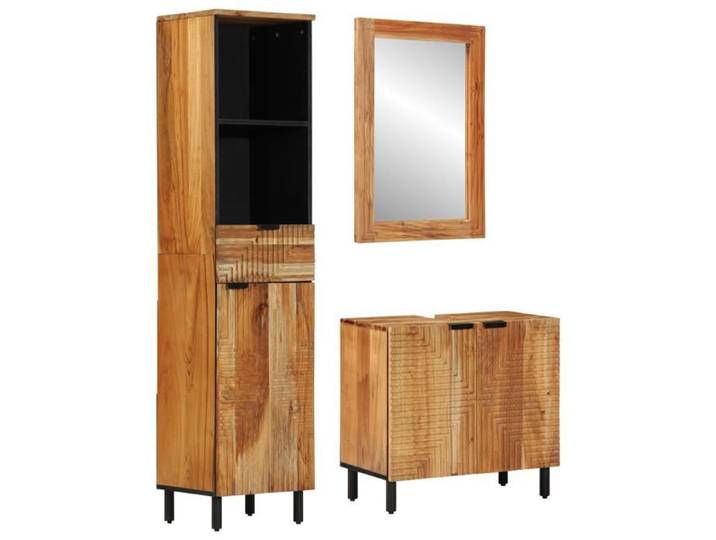 Ensemble de meubles de salle de bain 3 pièces en bois d acacia naturel