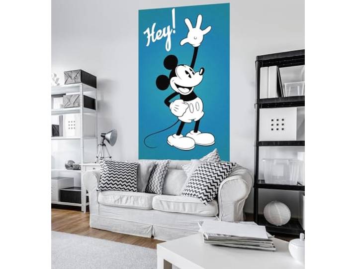 Komar VD-053 Mickey vlies-fotobehang, blauw/zwart/wit, 120 x 200 cm