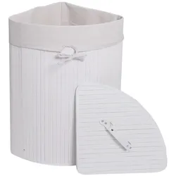 Décoshop26 - Eckwäschekorb 61 x 48 x 35 cm 50 l Fassungsvermögen praktisch und dekorativ aus weißem Bambus 04_0009539 04_0009539