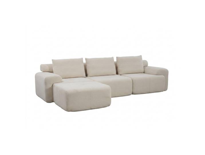 Oxeza Ecksofa 305/154/69 cm Weiß Cord, Memory-Schaum – kein Aufbau nötig, Mode, L-Form,L-Form, 305x154 cm, Wohnzimmer, Sofas & Couches, Wohnlandschaften, Ecksofas