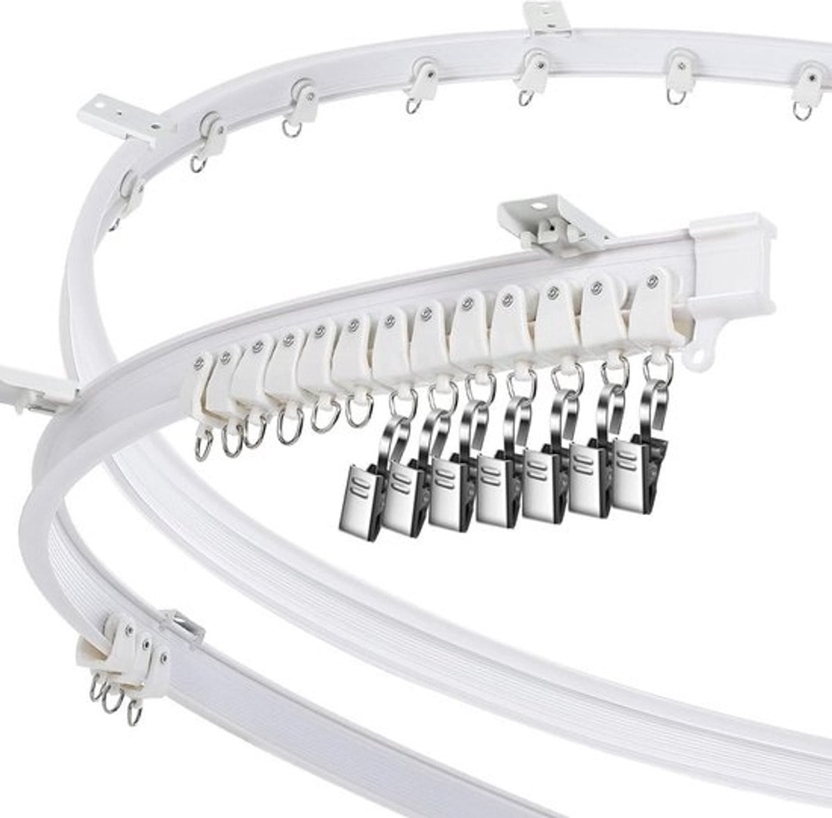 Gebogen plafond gordijnrail - Flexibele houder voor gordijnrails - Wit - 2 meter