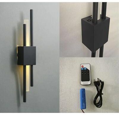 Uplifted Goods Modern Acrylic Wall Lamp With LED Remote Control black Ordinary rechargeable
