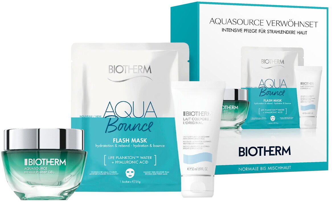 Biotherm Aquasource Hyalu Plump Spring Set (Plump Gel 50ml + Bodylotion 50ml + Tuchmaske)