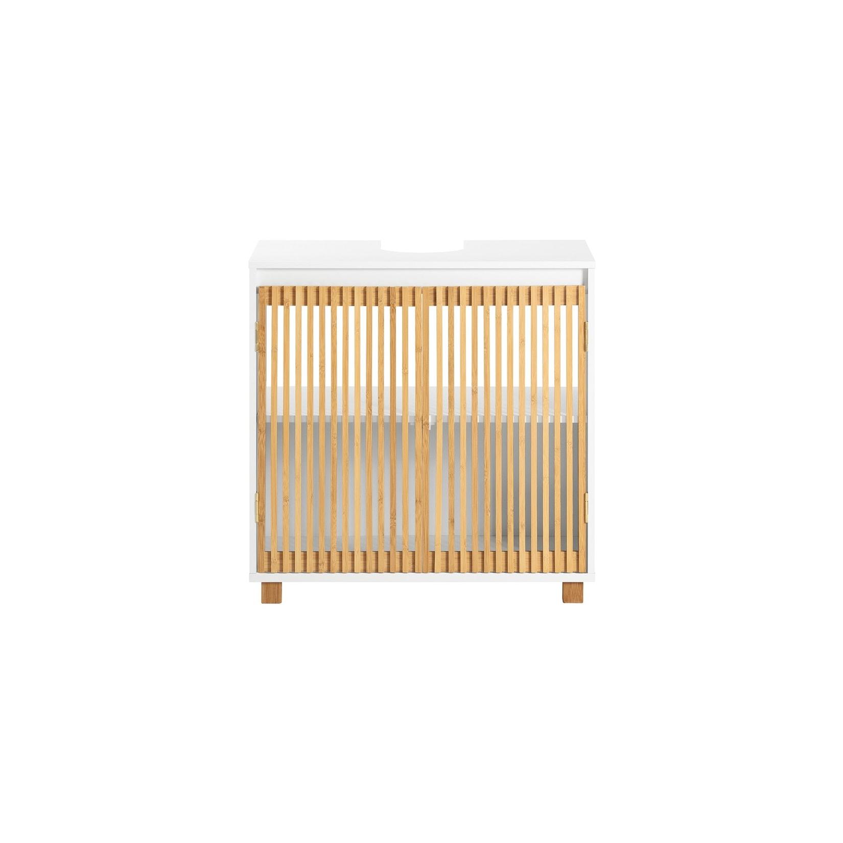 SoBuy Waschbeckenunterschrank mit 2 Türen Weiß 60x33x60cm Rustikal