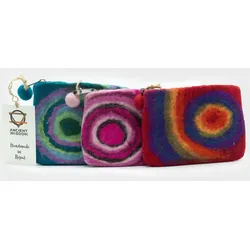 Natural Felt Zipper Pouches - Psychedelic