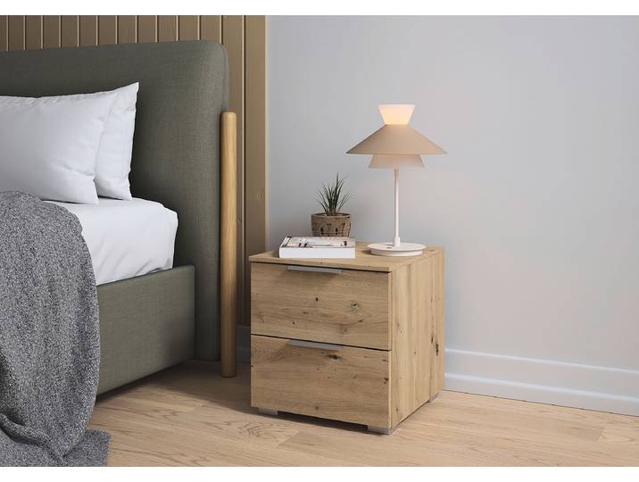 Nachtkommode 42cm 1er Set Holz/Eiche Artisan Dekor Aluminium