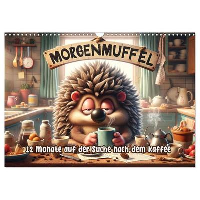 Morgenmuffel: 12 Monate auf der Suche nach dem Kaffee (Wandkalender 2026 DIN A3 quer), CALVENDO Monatskalender