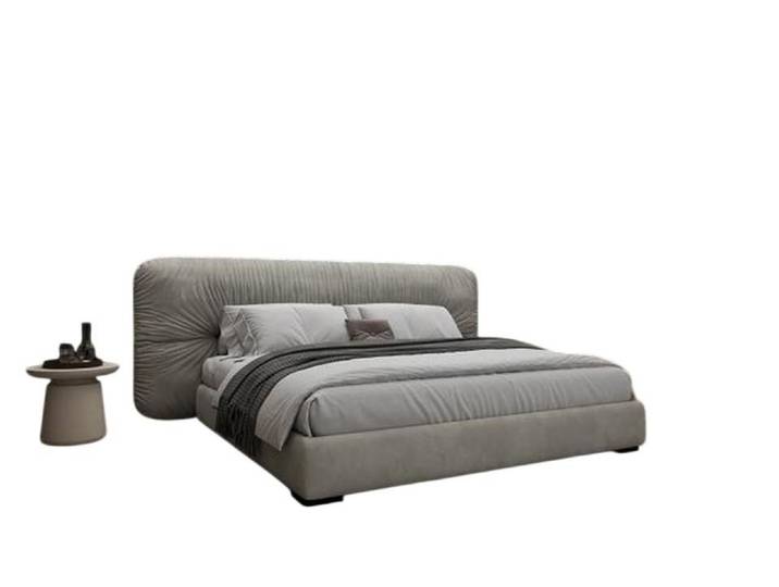 JVmoebel Polsterbett Luxus Graues Bett mit Gepolstertem Kopfteil und Modernem Design, Made in Europe