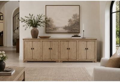 "Artissance 122"" Long Ravello Cabinet with 8 Doors Weathered Natural"