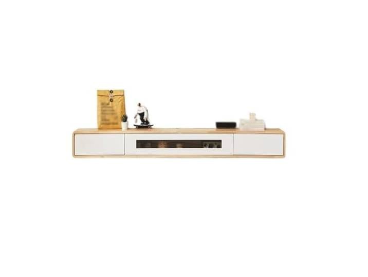 Vfs8dQ5kt Medieneinheit Schwebender TV-Ständer mit Schubladen, wandmontierte TV-Konsole, Medienregal(Natural,Klein)