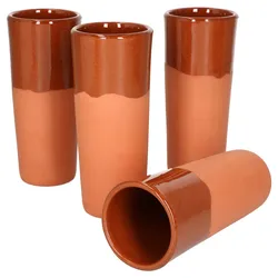4er Set Tonbecher 330ml teilglasiert - 12968