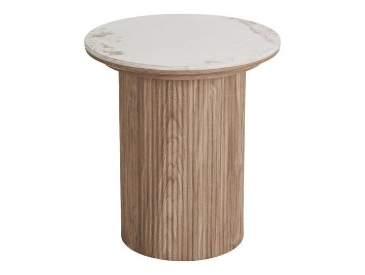 Isa table basse table d'angle Ø45 cm céramique blanche.