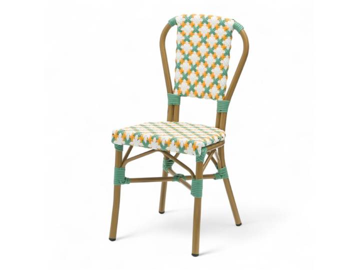 Chaise de terrasse AUTEUIL - Tressage Jaune Vert et Blanc